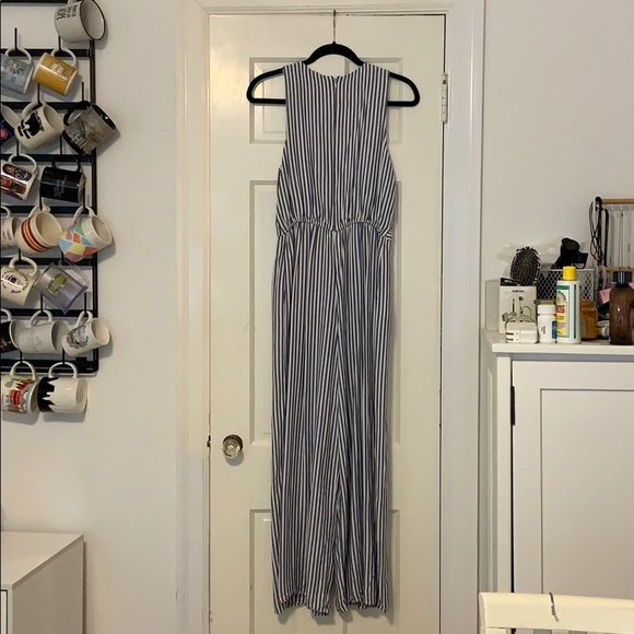 Blue and White Striped Jumpsuit - Small - Picture 2 of 3